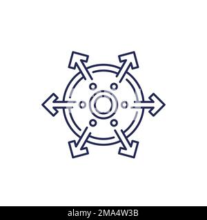 decentralization, decentralized line icon on white Stock Vector