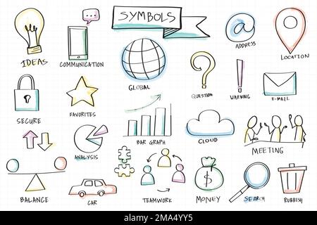 Hand drawn various symbol elements vector set Stock Vector