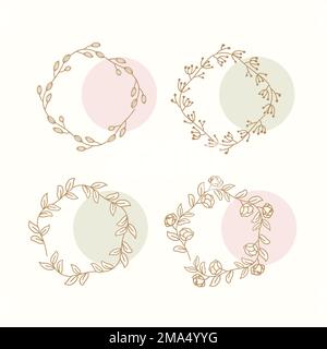 Floral doodle wreath collection vector Stock Vector