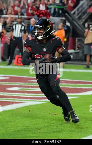 Arizona Cardinals cornerback Antonio Hamilton (33) intercepts the ball  against the New Orleans Saints during the second half of an NFL football  game, Thursday, Oct. 20, 2022, in Glendale, Ariz. (AP Photo/Rick