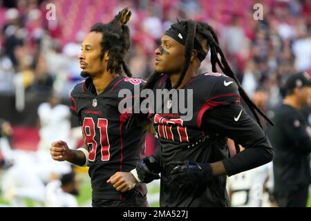 Arizona Cardinals wide receiver DeAndre Hopkins (10) on the field during  the second half of an NFL football game against the Minnesota Vikings,  Sunday, Oct. 30, 2022 in Minneapolis. (AP Photo/Stacy Bengs