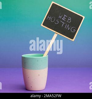 Text caption presenting Web Hosting. Word for The activity of providing storage space and access for websites Stock Photo