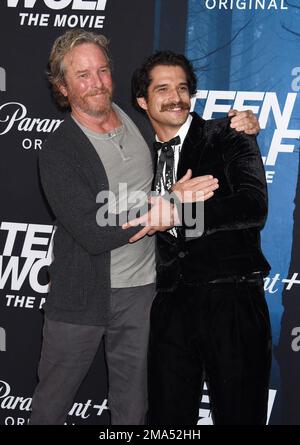 Linden Ashby and Tyler Posey  arriving to Paramount+'s 'Teen Wolf: The Movie' Los Angeles Premiere held at the Harmony Gold Theater in Hollywood, CA on January 18, 2023. © Janet Gough / AFF-USA.COM Stock Photo