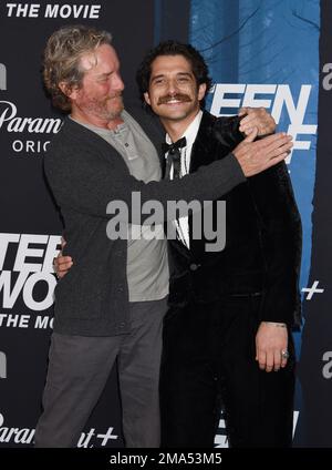 Linden Ashby and Tyler Posey  arriving to Paramount+'s 'Teen Wolf: The Movie' Los Angeles Premiere held at the Harmony Gold Theater in Hollywood, CA on January 18, 2023. © Janet Gough / AFF-USA.COM Stock Photo