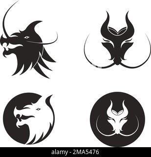 dragon head logo vector illustration template design Stock Vector