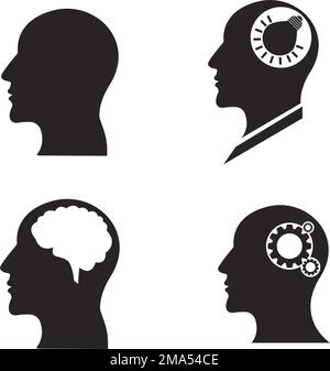 Illustration of the abstract silhouette layer human profile head Stock ...
