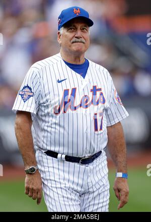 Former New York Mets' Darryl Strawberry during Old-Timers' Day ceremony  before a baseball game between the Colorado Rockies and the New York Mets  on Saturday, Aug. 27, 2022, in New York. (AP