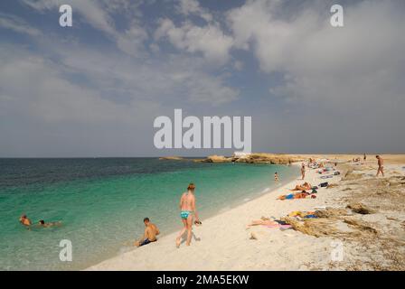 Spiaggia Isa Arutas, Penisola del Sinis, Oristano, Sardegna, paesaggi mare Stock Photo