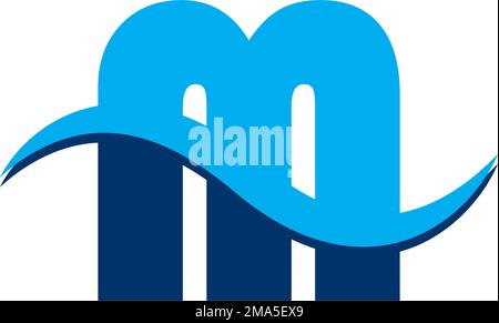 letter M and wave logo vector illustration template design. Stock Vector