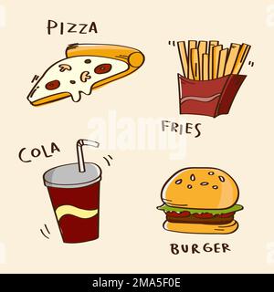 Hand drawn fast food vector set Stock Vector