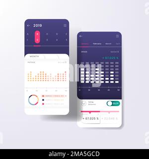 Dark purple stock trading infographic template design vector Stock Vector