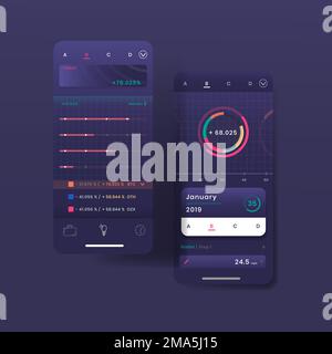Dark purple stock trading infographic template design vector Stock Vector