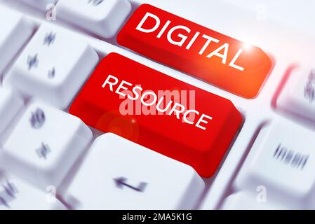 Conceptual caption Digital Resource. Conceptual photo content that distributed digitally over the Internet Stock Photo