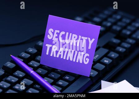 Conceptual display Security Training. Business concept providing security awareness training for end users Stock Photo