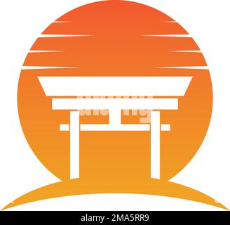 Torii Gate icon,Symbol of Japanese Civilization, vector illustration design template Stock Vector