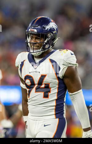 Denver Broncos Linebacker Aaron Patrick (94) warms up before