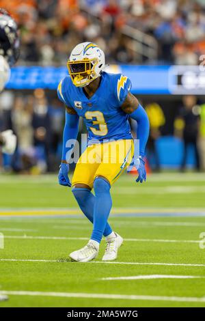 Los Angeles Chargers safety Derwin James Jr. (3) in an NFL football game  Sunday, Jan. 8, 2023, in Denver. (AP Photo/David Zalubowski Stock Photo -  Alamy