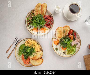 Different assorted breakfast set Stock Photo