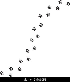 Dog or Cat Paw Print, Animal Foot. Flat Vector Icon illustration. Simple black symbol on white background. Stock Vector