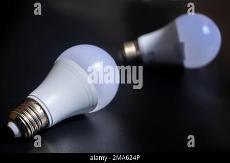 White LED lamp on a black background Stock Photo