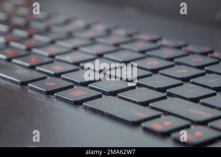 Hands typing on the keyboard, Working at home with laptop Stock Photo