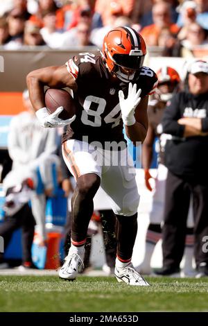 Cleveland Browns tight end Pharaoh Brown (84) warms up prior to