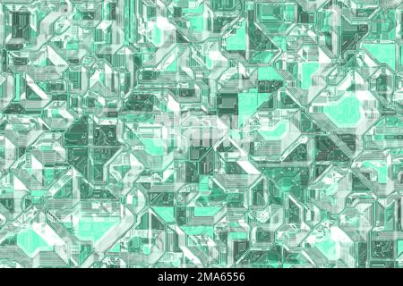 beautiful teal, sea-green cyber electronic pattern computer graphic texture illustration Stock Photo