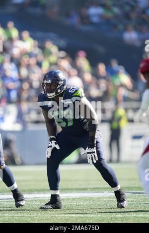 Seattle Seahawks offensive tackle Charles Cross (67) during an NFL football  game against the Denver Broncos, Monday, Sept. 12, 2022, in Seattle, WA.  The Seahawks defeated the Bears 17-16. (AP Photo/Ben VanHouten