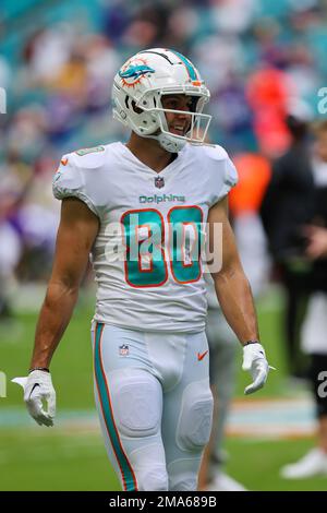 Miami Dolphins tight end Tanner Conner runs drills during practice at ...