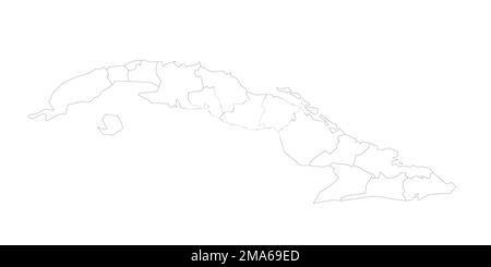 Cuba political map of administrative divisions - provinces. Grey blank ...
