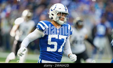 October 16, 2022, Indianapolis, Indiana, U.S: Jacksonville Jaguars  cornerback Chris Claybrooks (6) is tackled by Indianapolis Colts linebacker  JoJo Domann (57) on a kickoff return during the game between the  Jacksonville Jaguars