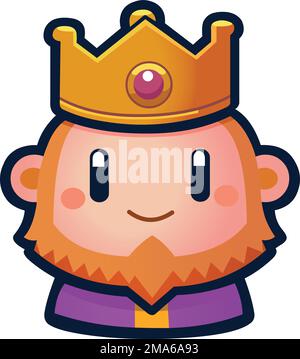 Cute cartoon icon of a smiling king face wearing a crown Stock Vector