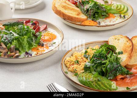 Different assorted breakfast set Stock Photo