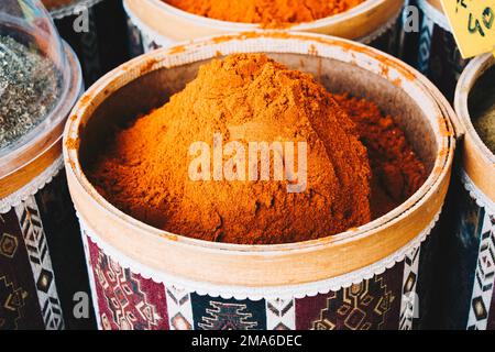 Variety of spices and herbs as Colorful spice background Stock Photo