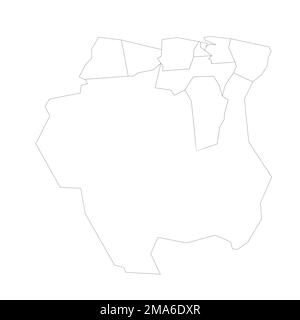 Suriname political map of administrative divisions - districts. Blank ...