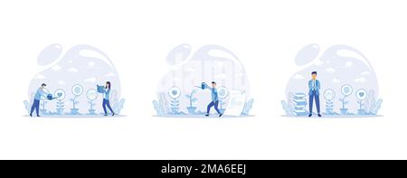 Learning development and growth. Self-learning metaphor, online emoloyee education distance e-learning. Skill improvement. Self development program wa Stock Vector