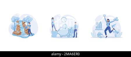 Online banking, financial consulting, saving account. Mobile payment, cash transactions. Mobile money transfer app. E-money, bank deposit. Digital wal Stock Vector