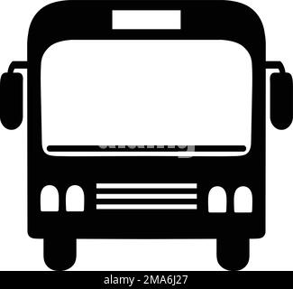 Front view of a black and white bus icon Stock Vector