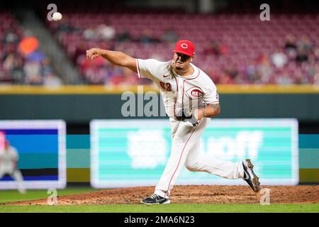 Cincinnati Reds' Fernando Cruz prepares to throw during a baseball game  against the Colorado Rockies in Cincinnati, Monday, June 19, 2023. (AP  Photo/Aaron Doster Stock Photo - Alamy