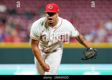 Cincinnati Reds' Fernando Cruz prepares to throw during a baseball game  against the Colorado Rockies in Cincinnati, Monday, June 19, 2023. (AP  Photo/Aaron Doster Stock Photo - Alamy