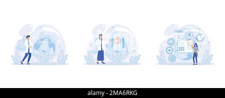 Change climate awareness, saving planet, World Environment Day, global warming ecological problems. Mother Earth day, nature biodiversity , set flat v Stock Vector