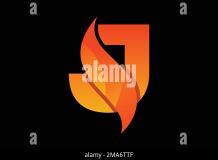 Initial J monogram letter with a swoosh or flame. Fire flames or swoosh design vector illustration Stock Vector