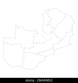 Zambia political map of administrative divisions Stock Vector