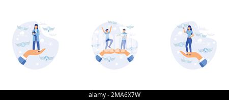 Help in professional development, Qualified employee training program. Refresher course. Human resource management organization. Business education wo Stock Vector