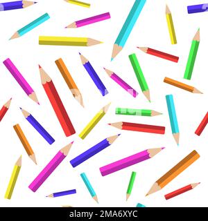 Seamless pattern with pencils on white background Stock Vector