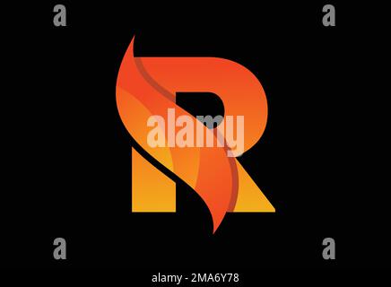 Initial R monogram letter with a swoosh or flame. Fire flames or swoosh design vector illustration Stock Vector