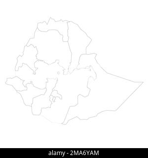 Ethiopia political map of administrative divisions Stock Vector