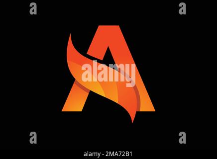 Initial P monogram letter with a swoosh or flame. Fire flames or swoosh ...
