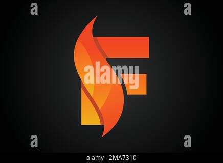 Initial F monogram letter with a swoosh or flame. Fire flames or swoosh design vector illustration Stock Vector