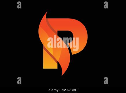 Initial P monogram letter with a swoosh or flame. Fire flames or swoosh design vector illustration Stock Vector